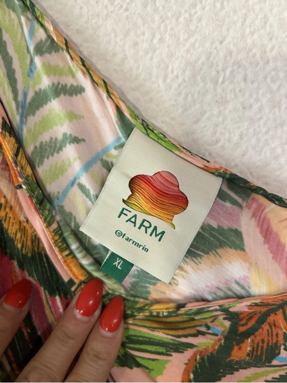 FARM Rio Macaw Leaves One Shoulder Fringe Midi Dress XL Parrot Tropical Rare - Picture 8 of 15